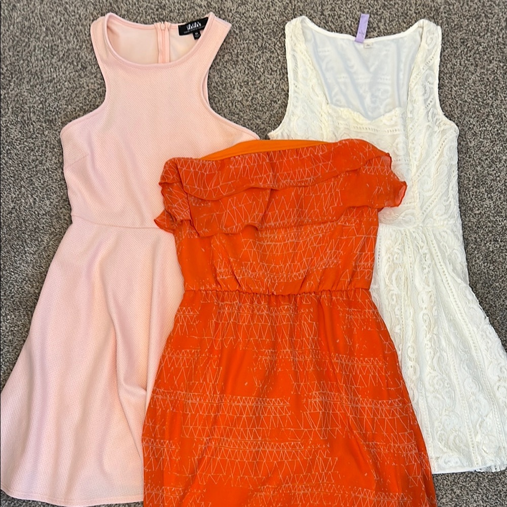 Stylish juniors Dress Set - Peach, Orange, and White